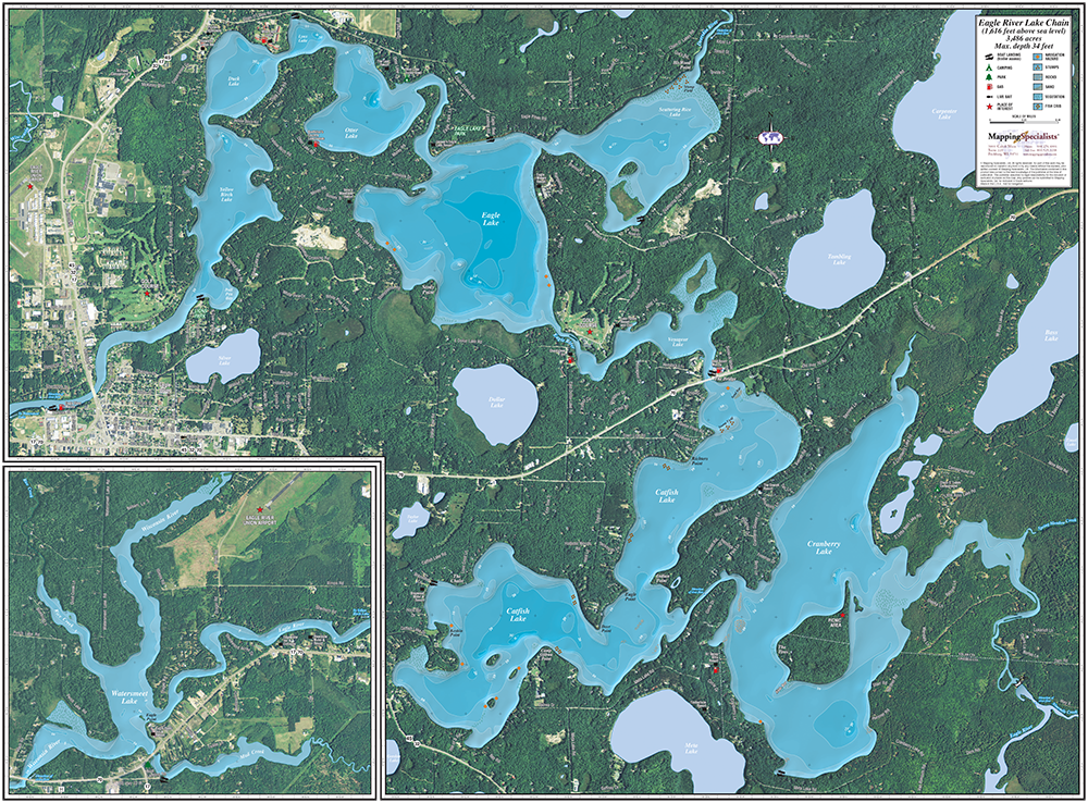 Eagle River Chain Enhanced Wall Map
