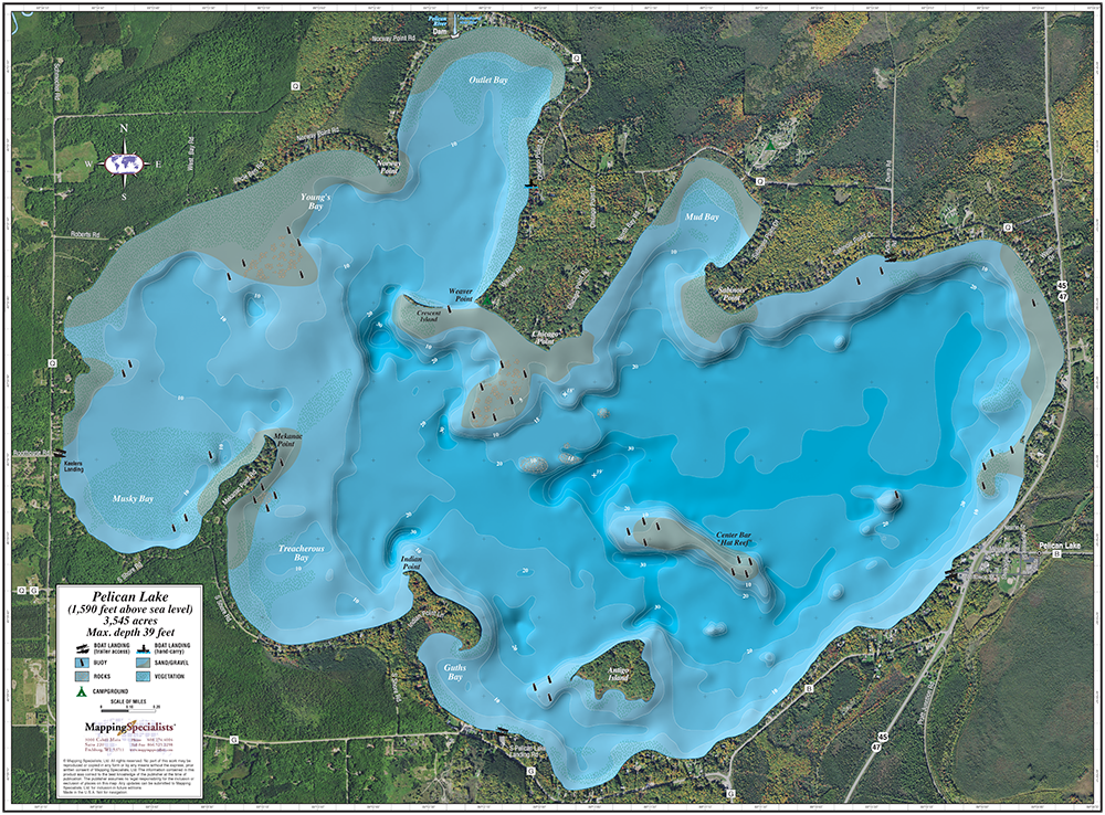 Pelican Lake Enhanced Wall Map