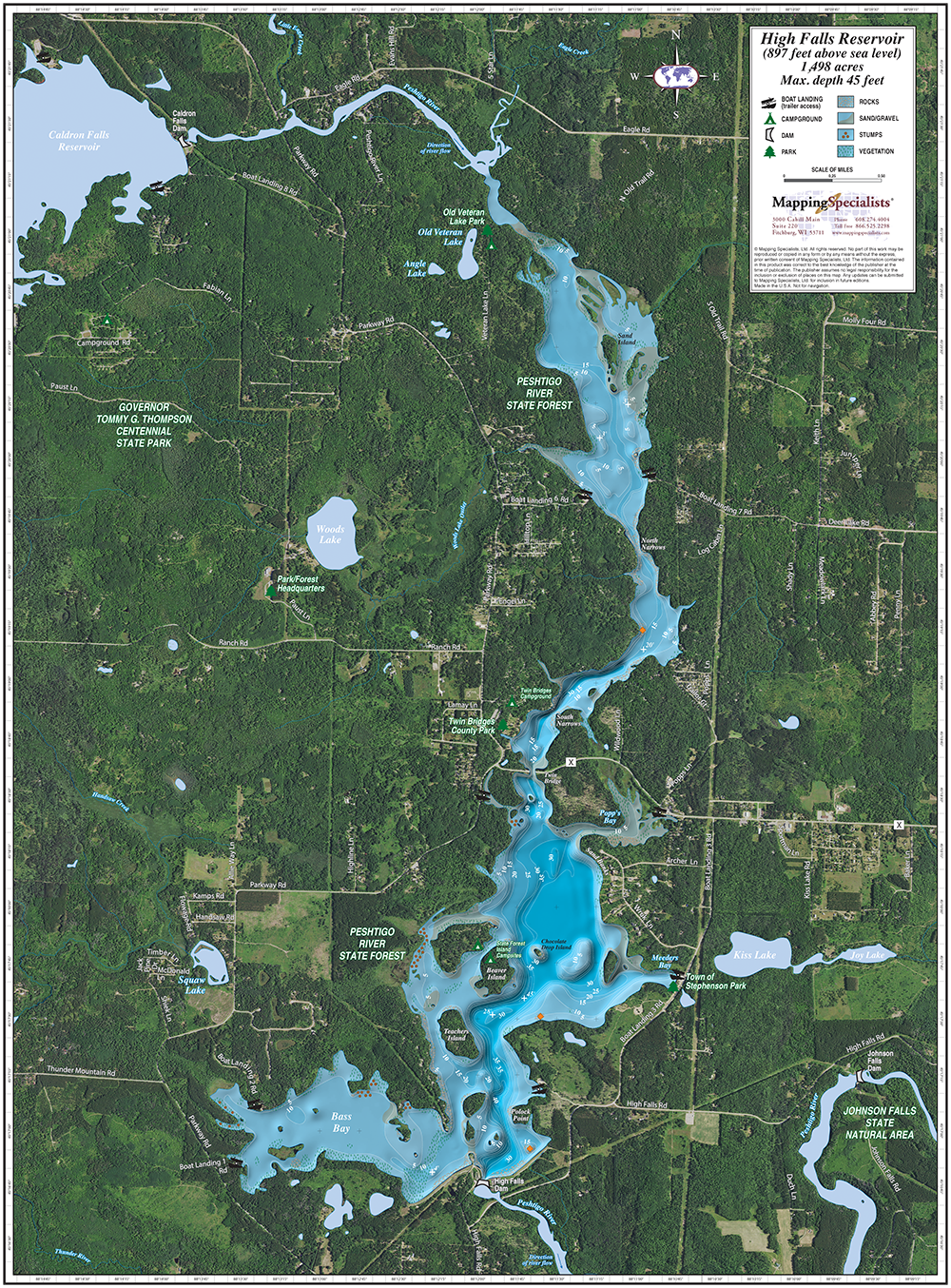 High Falls Reservoir Enhanced Wall Map