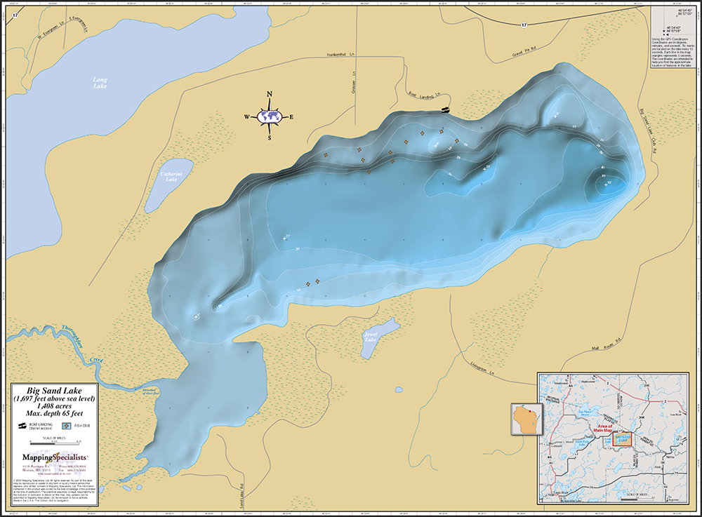 Big Sand Lake Wall Map