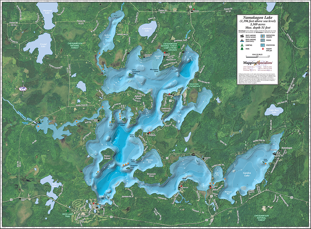 Namakagon Lake Enhanced Wall Map