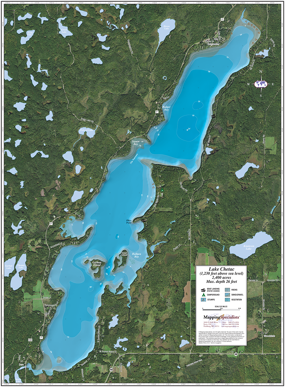 Lake Chetac Enhanced Wall Map