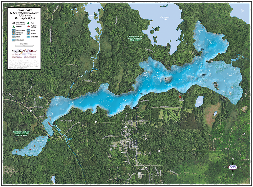 Plum Lake Enhanced Wall Map