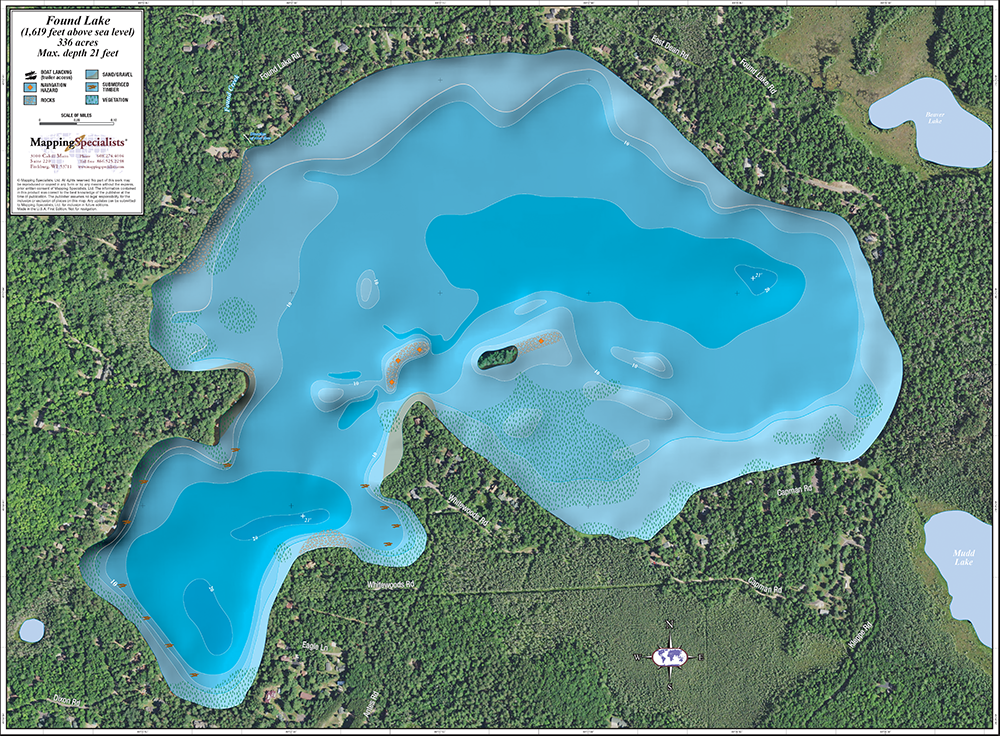 Found. Map Found Lake Enhanced Wall Map