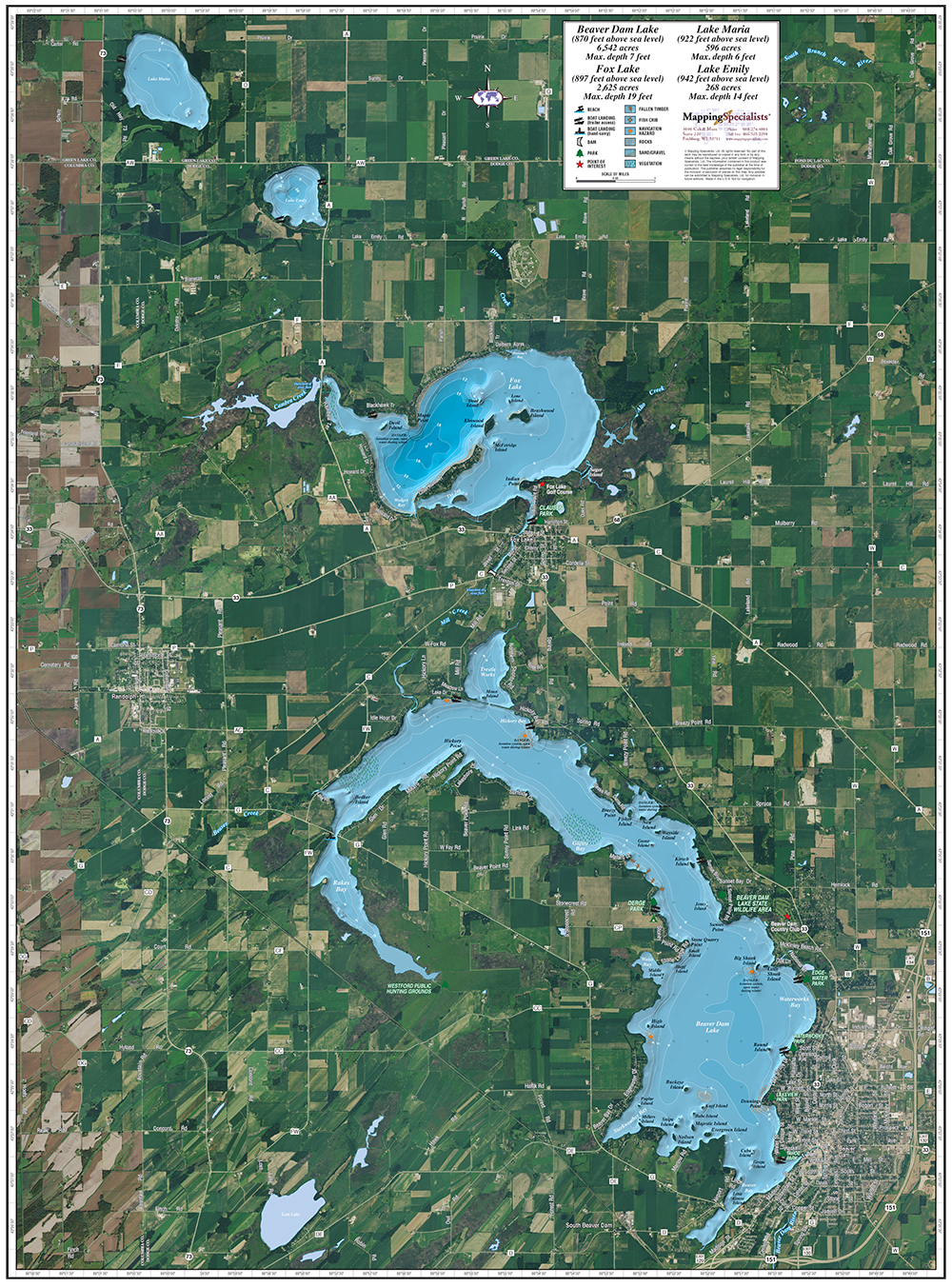 Fox Lake Region Enhanced Wall Map