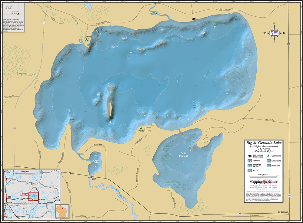 Big St Germain Lake Map Big St. Germain Lake Fold Map