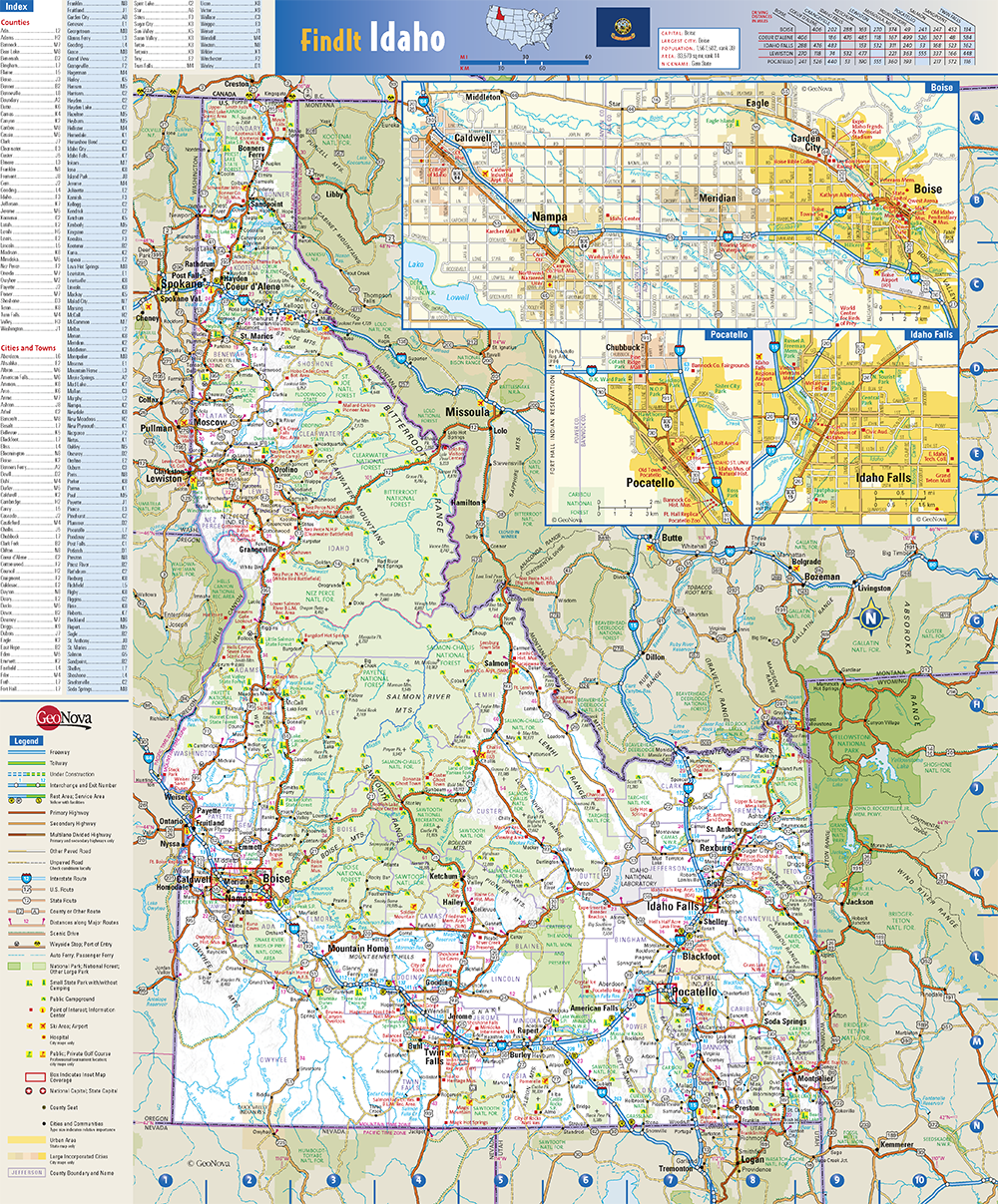 Idaho Cities And Towns Mapsof Net