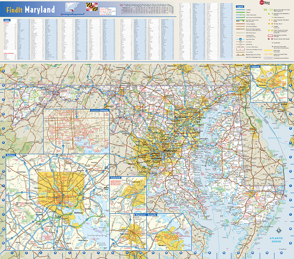 Detailed Map Of Maryland Maryland State Wall Map By Globe Turner