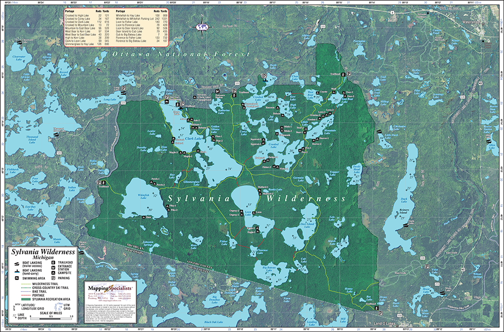 Sylvania Wilderness Enhanced Wall Map