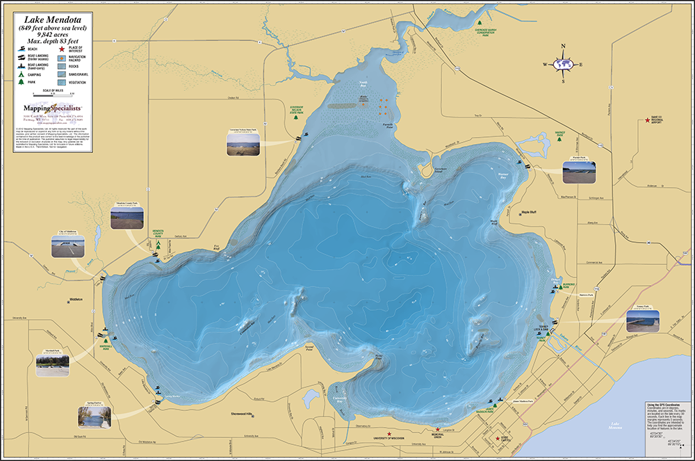 Lake Monona Fishing Map Lake Mendota Fold Map