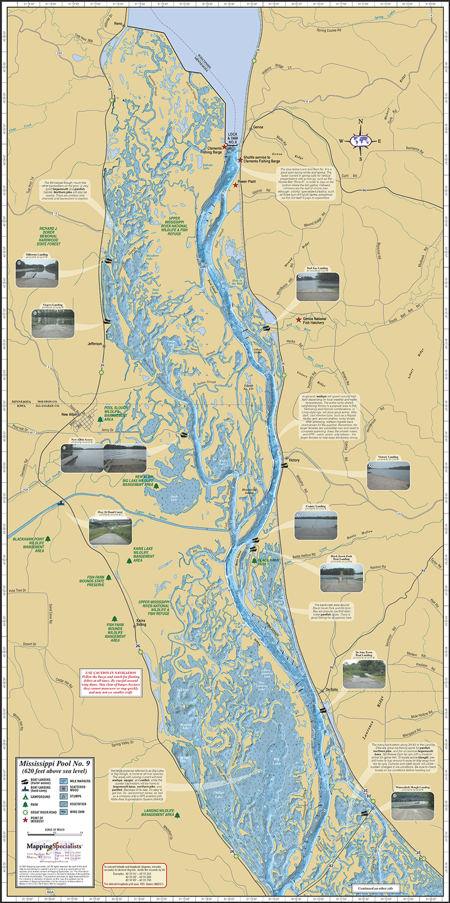 Pool 9 Mississippi River Map Mississippi River (Pool 9) Fold Map