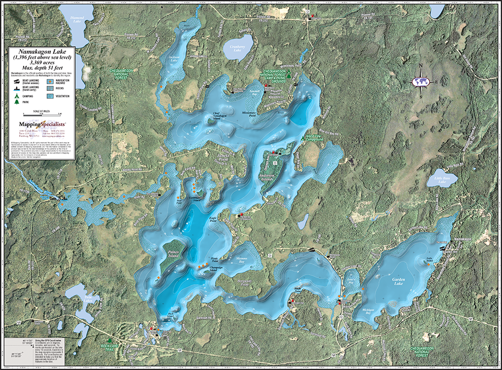 Namakagon Lake Enhanced Wall Map