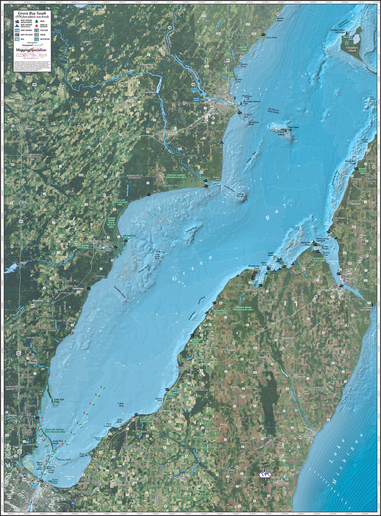 Green Bay (Southern) Enhanced Wall Map