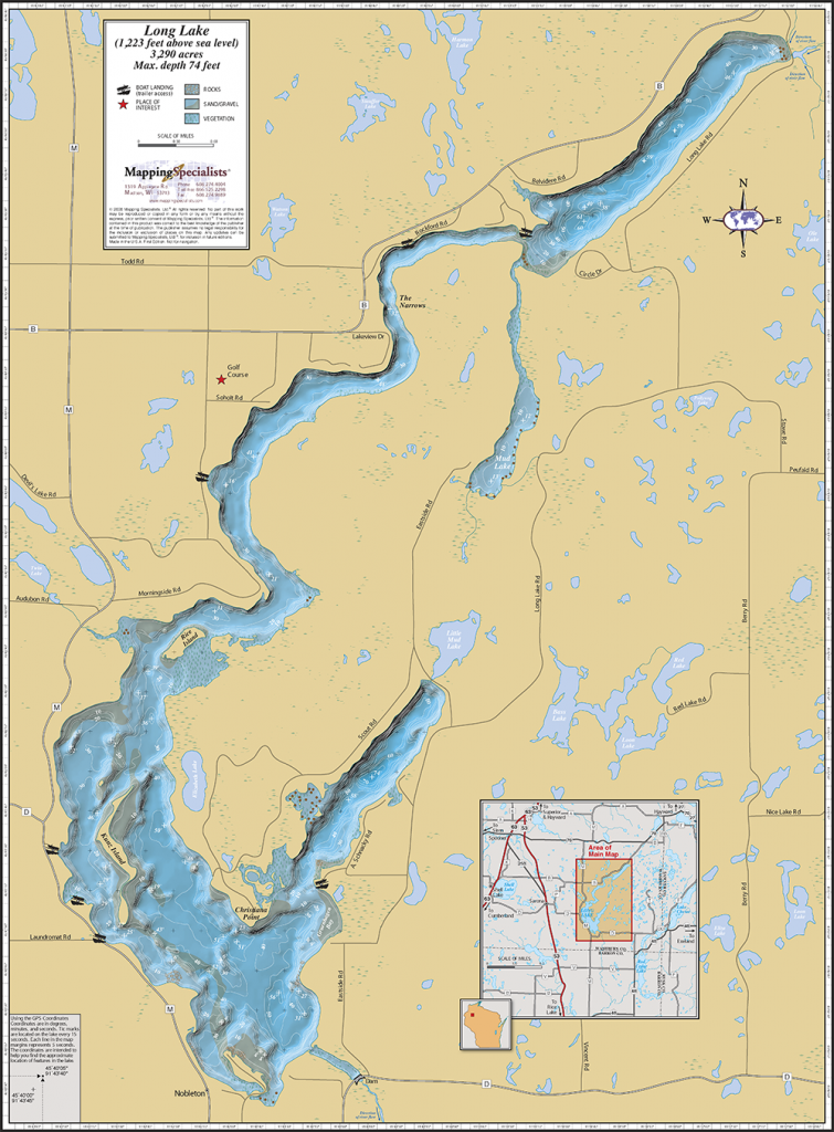 Long Lake (Washburn Co.) Wall Map