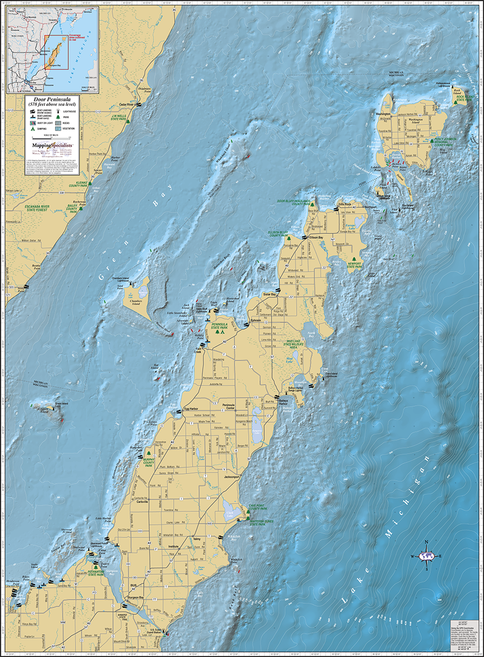 Map Of Door County Peninsula Map Of West