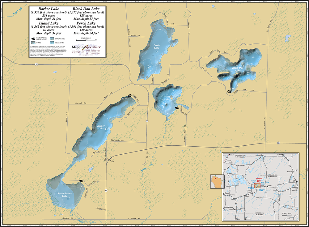 Barber Lake Wall Map