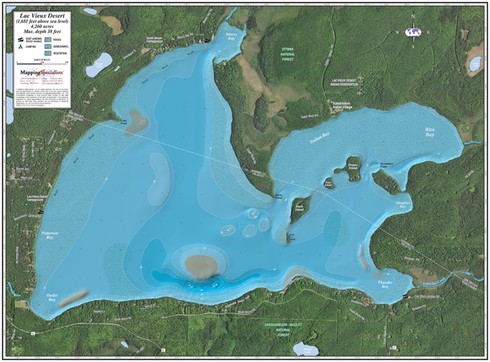 Puckaway Lake Enhanced Wall Map Mapping Specialists Limited