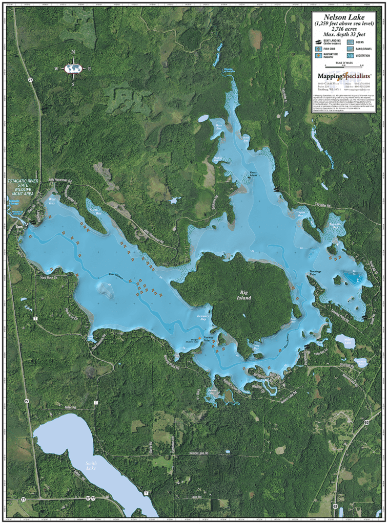 Nelson Lake Enhanced Wall Map Mapping Specialists Limited