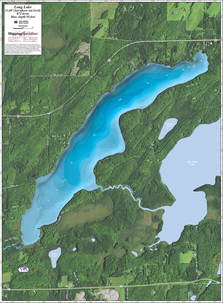 Long Lake (Vilas Co.) Enhanced Wall Map Mapping Specialists Limited