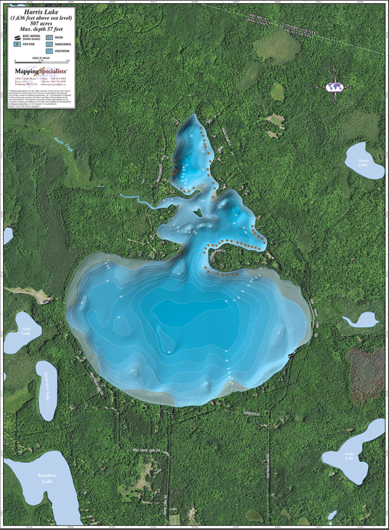 Harris Lake Enhanced Wall Map Mapping Specialists Limited