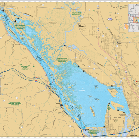 Mississippi River (Pool 7)/Lake Onalaska Enhanced Wall Map