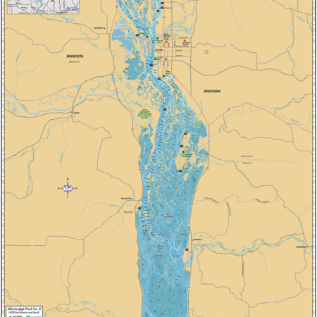 Mississippi River (Pool 8) Enhanced Wall Map - Mapping Specialists