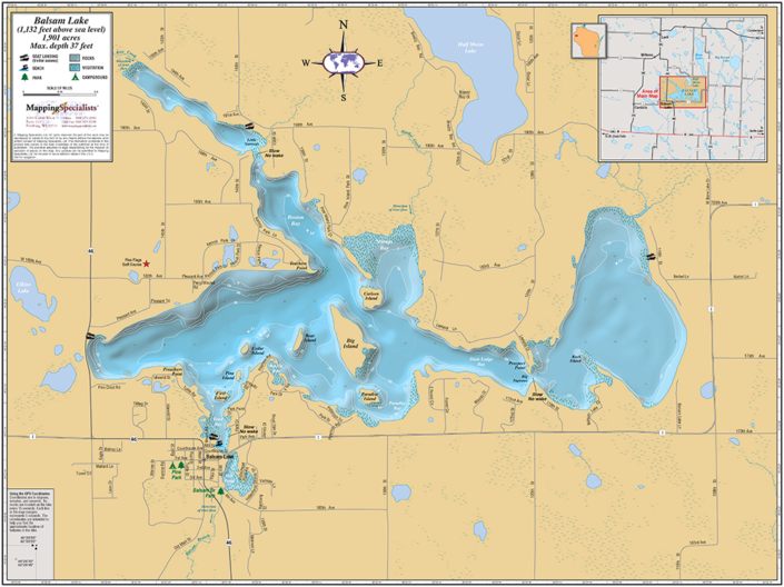 Balsam Lake Wall Map Mapping Specialists Limited