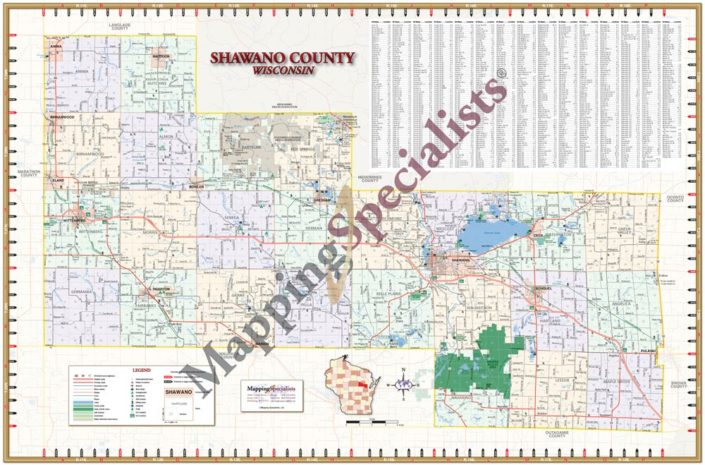Shawano County, Wisconsin folding map