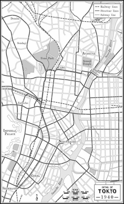 Historic street map of Tokyo 1940