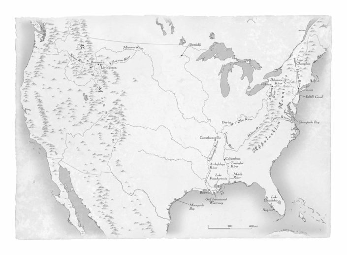 Historical map showing the United States