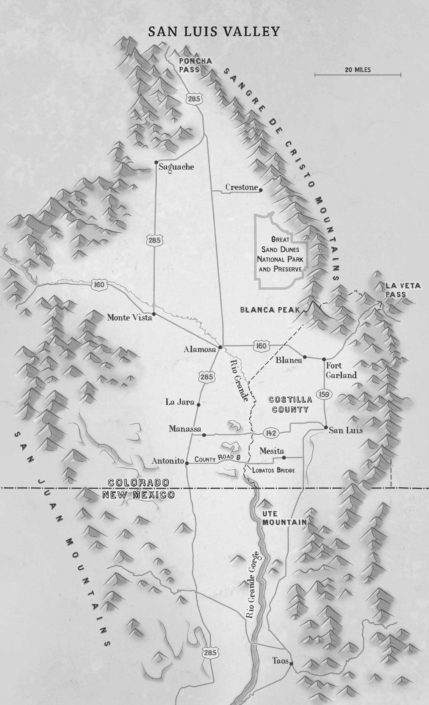 San Luis Valley in Colorado historic map
