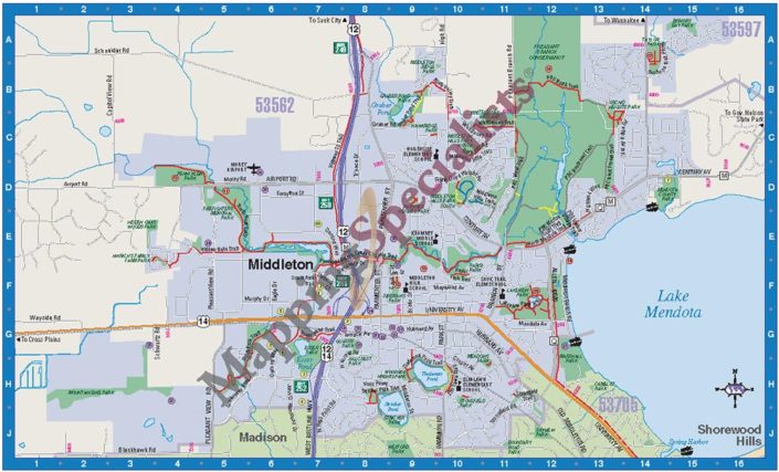 Trail map of Middleton, Wisconsin