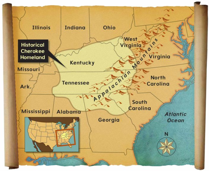 Historical Cherokee Homeland map