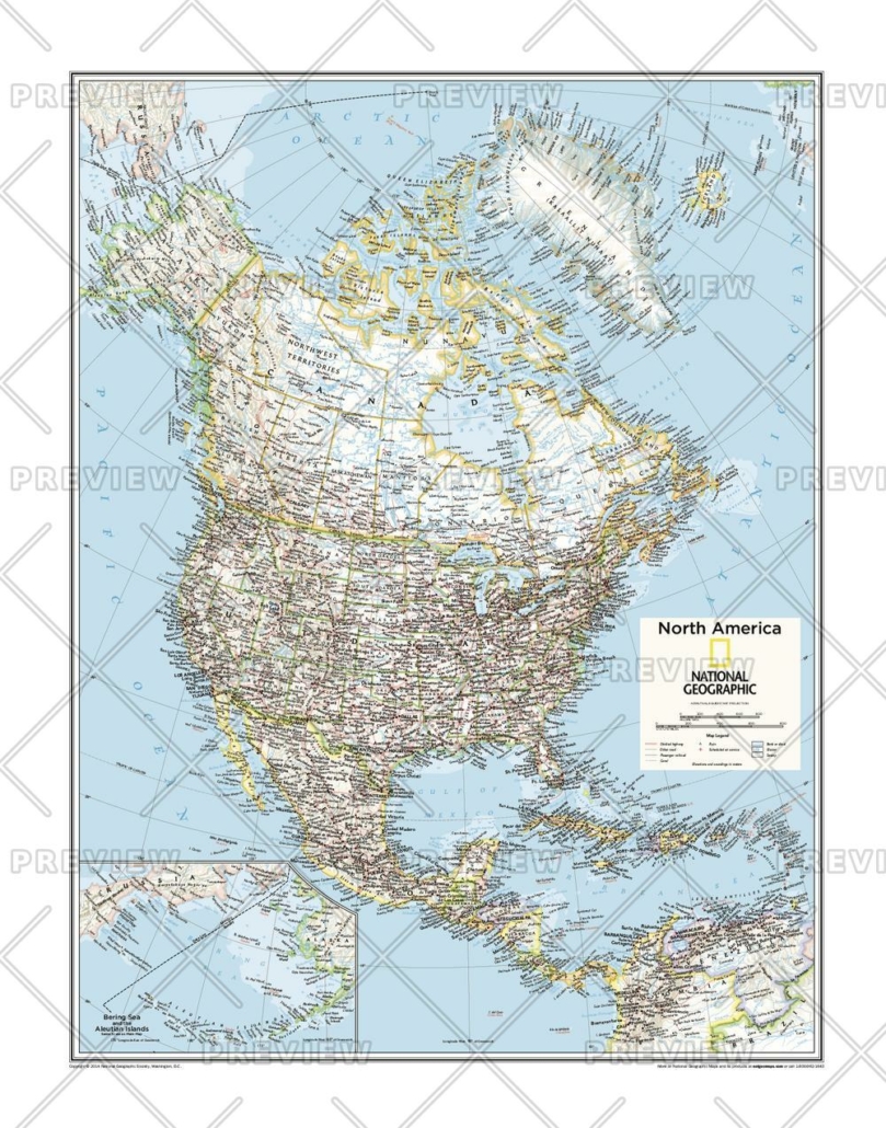 North America Wall Map - Mapping Specialists Limited