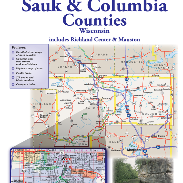 Sauk County Wall Map Mapping Specialists Limited