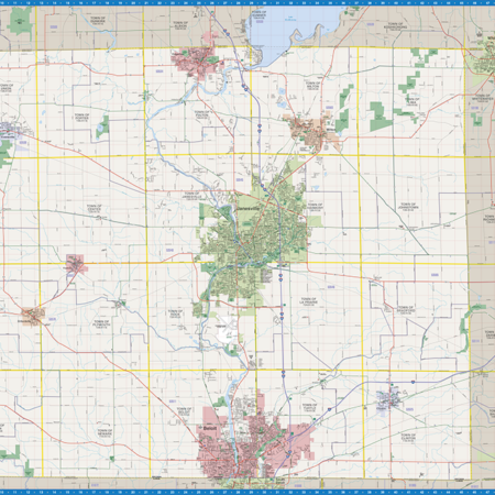 Rock County Wall Map