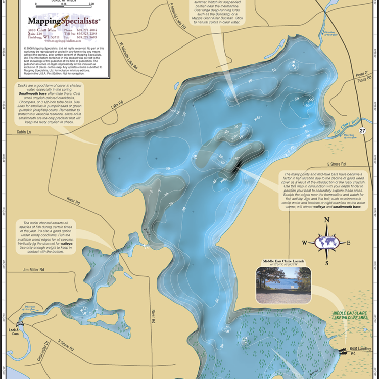 Lower Eau Claire Lake Fold Map Mapping Specialists Limited