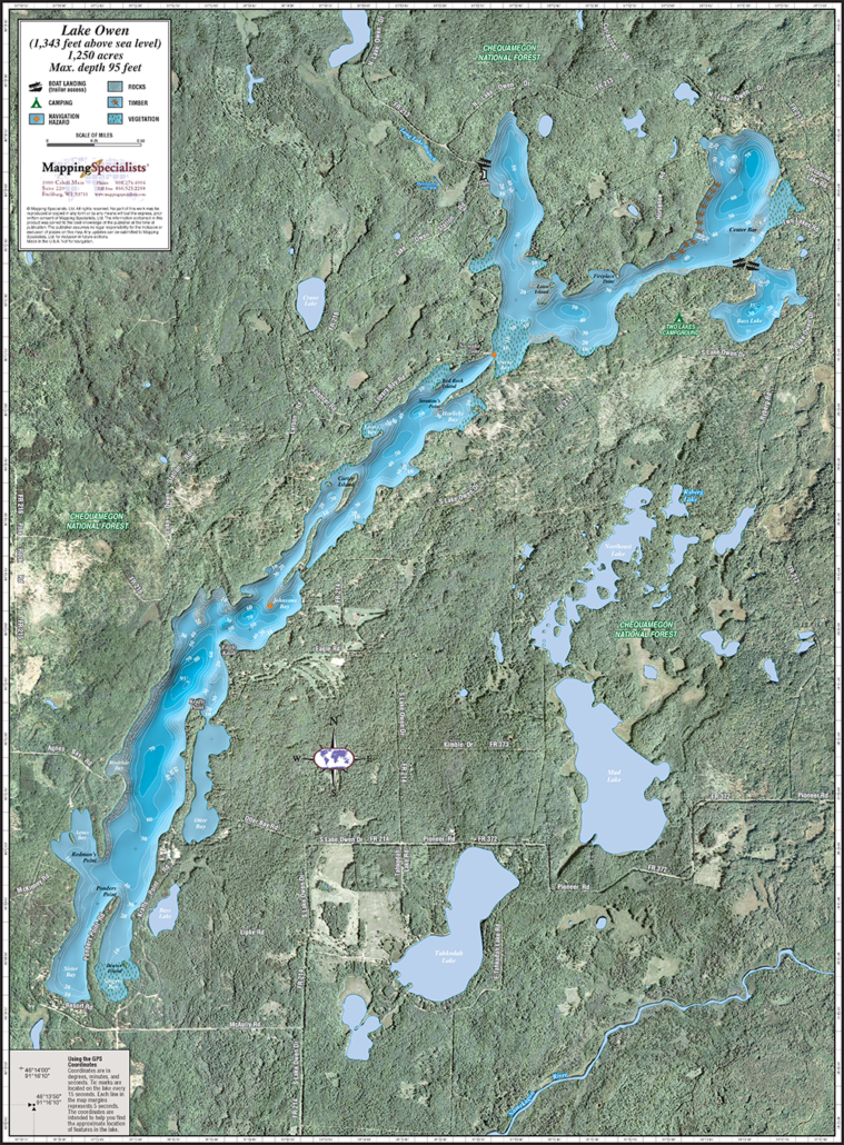 Lake Owen Enhanced Wall Map Mapping Specialists Limited