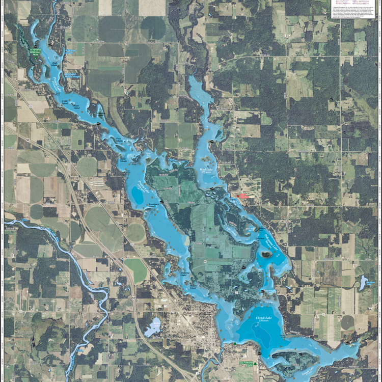 Chetek Chain Wall Map Mapping Specialists Limited