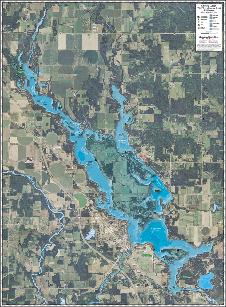 Chetek Chain Enhanced Wall Map Mapping Specialists Limited