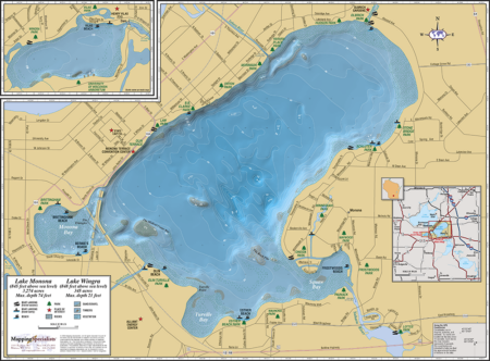 Lake Monona & Lake Wingra Wall Map