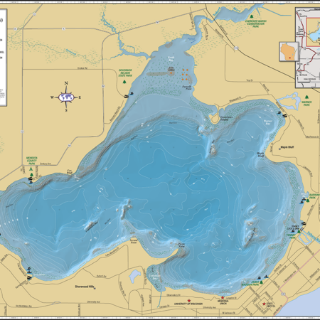 Lake Mendota Wall Map