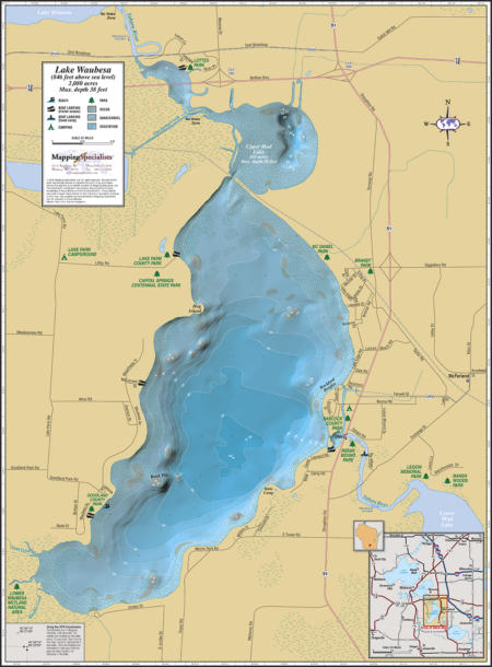 Lake Waubesa Wall Map