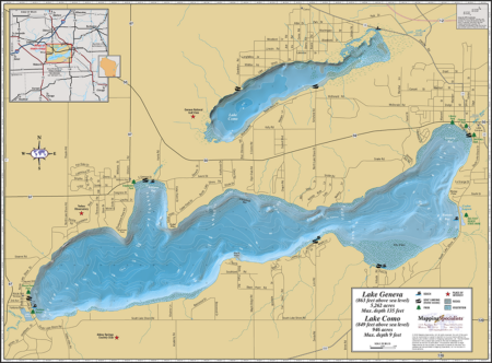 Lake Geneva Wall Map