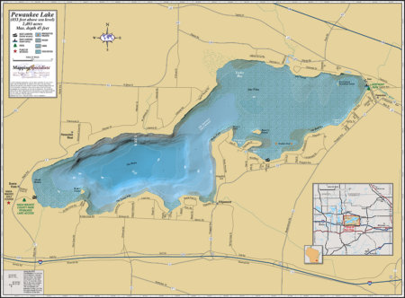 Pewaukee Lake Wall Map