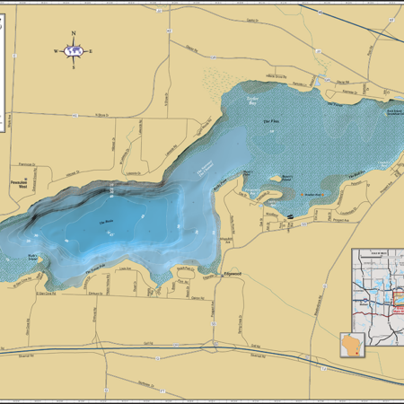 Pewaukee Lake Wall Map