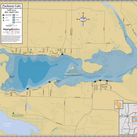 Puckaway Lake Wall Map