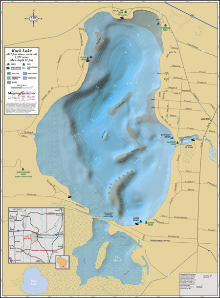 Rock Lake Wall Map