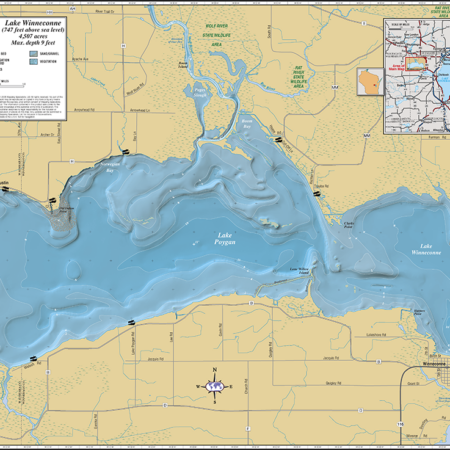 Lake Poygan & Lake Winneconne Wall Map