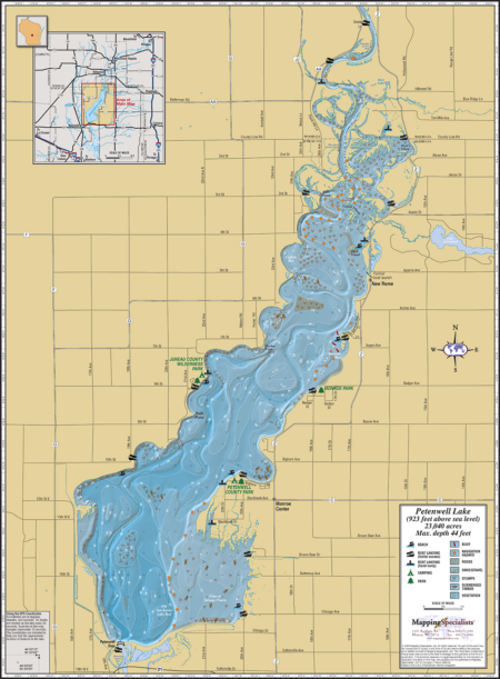 Petenwell Lake Wall Map